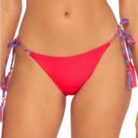 Becca Stripe Therapy Reversible Side Tie Bikini Bottom Medium NWT - Picture 3 of 13